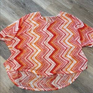 easel Chevron Knit Top in Orange, Coral & White